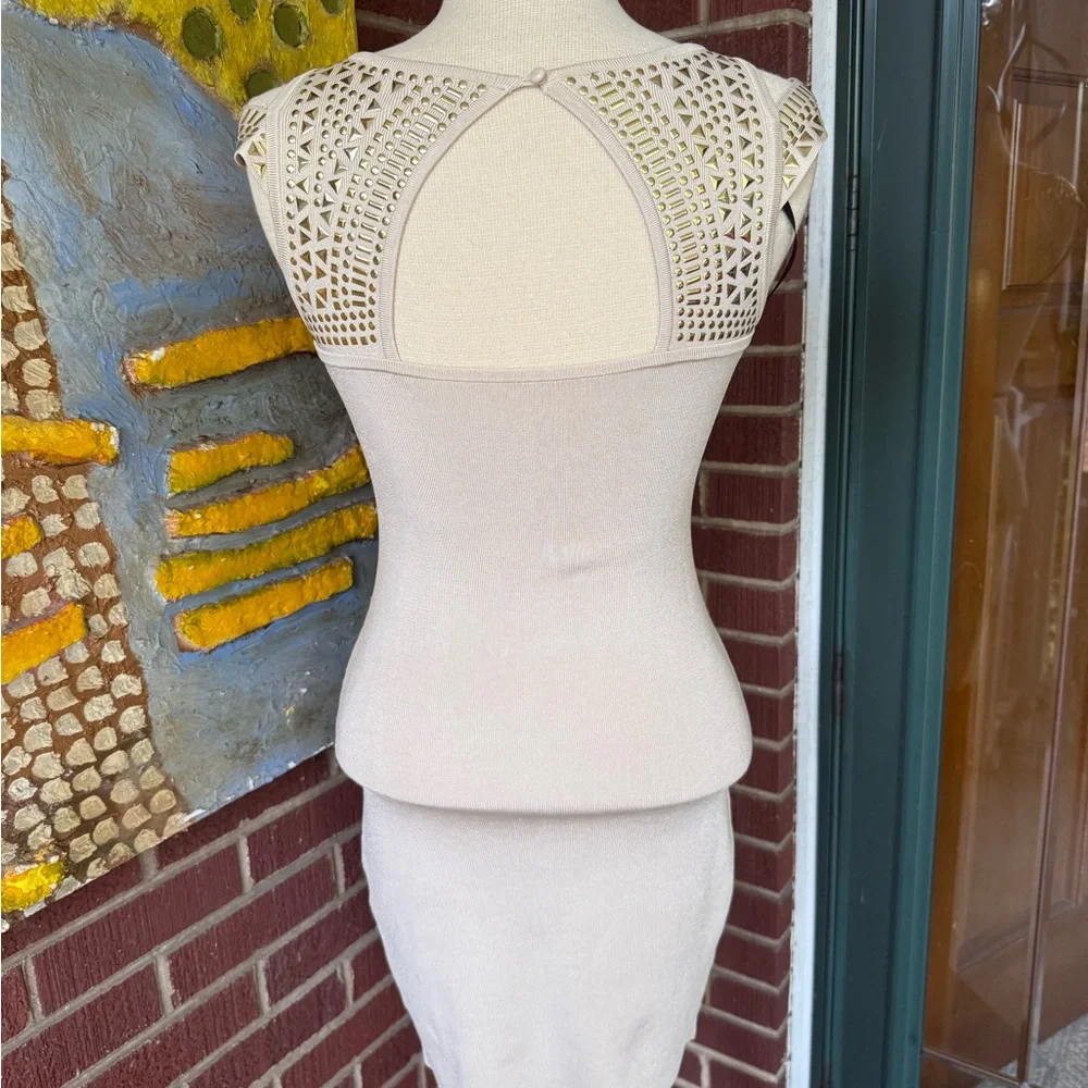 Bebe Cream Knit Bodycon Dress - Picture 6 of 11